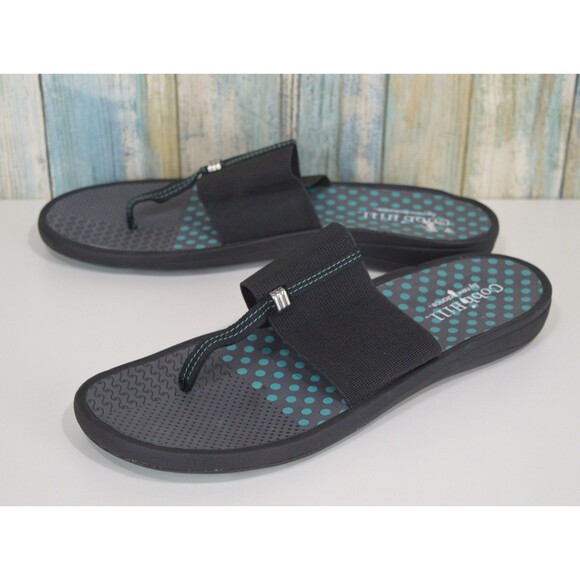Cobb Hill Shoes - Cobb Hill By New Balance Women's Flip Flops Size 11 Black Blue Elastic Sandals
